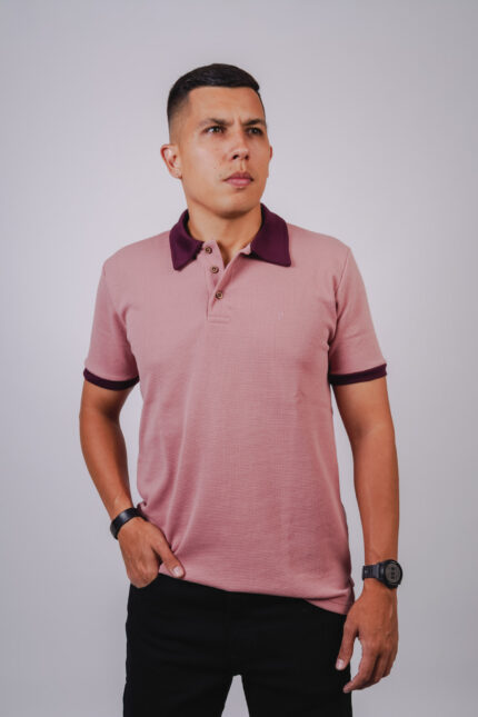Polo rosado para hombre manga corta